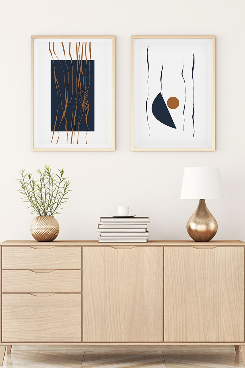 Conjunto de 2 Quadros Decorativos MDF Emoldurados Huhu108 - 20x30cm Multicolor com Moldura de Madeira Maciça