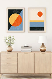 Conjunto de 2 Quadros Decorativos MDF Emoldurados Huhu11 - Multicolor 35x50cm com Moldura de Madeira Maciça