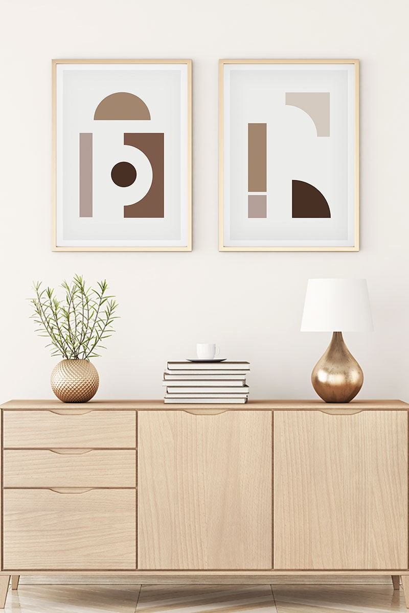 Conjunto de 2 Quadros Decorativos MDF Emoldurados Multicolor 35x50cm - Madeira Maciça