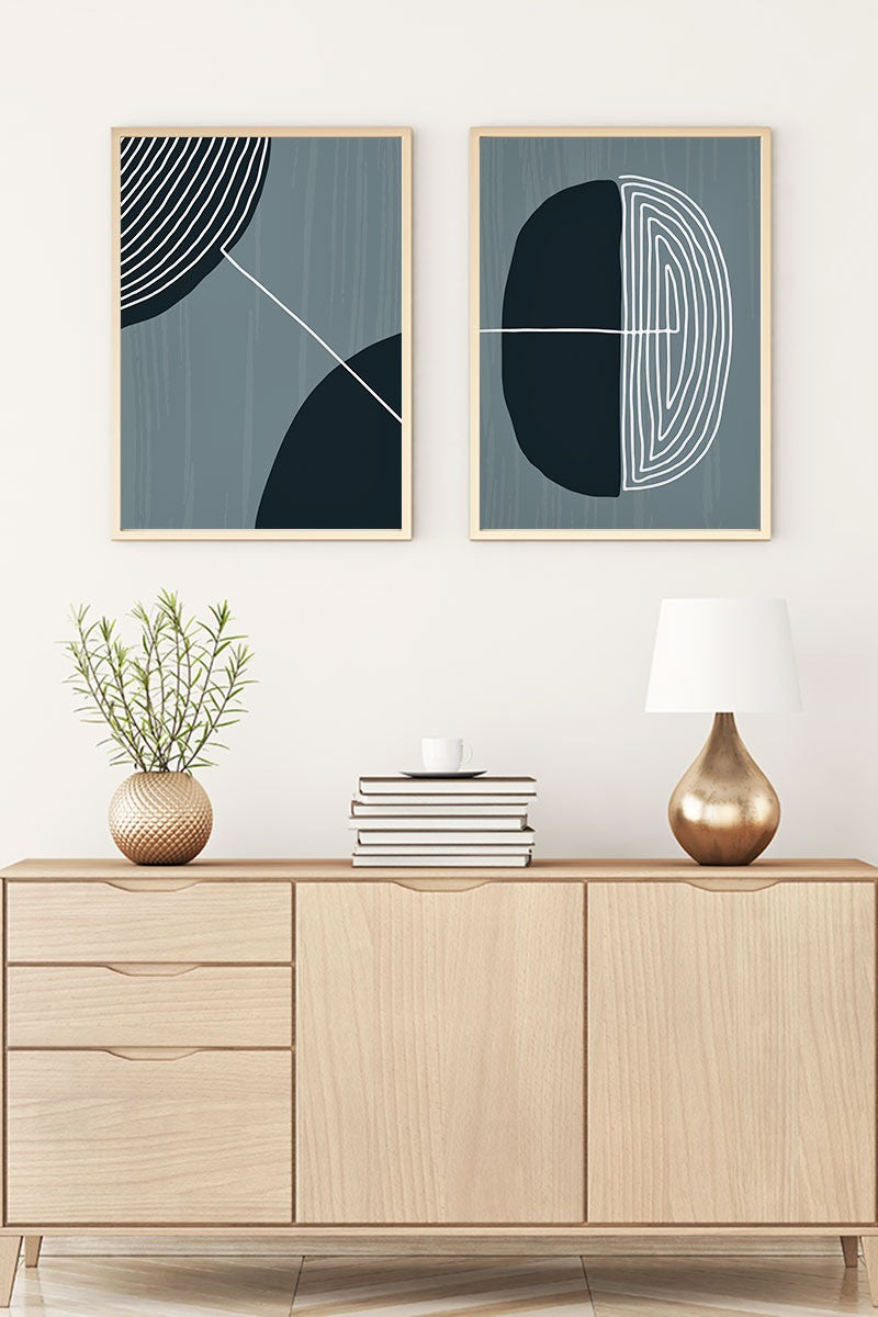 Conjunto de 2 Quadros Decorativos MDF Emoldurados Huhu113 - 20x30cm Multicolor com Moldura de Madeira Maciça