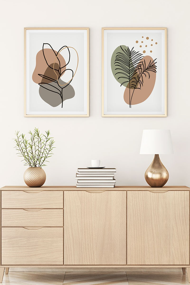 Conjunto de 2 Quadros Decorativos MDF Emoldurados Multicolor 70x50cm - Transforme o Seu Espaço com Arte Moderna