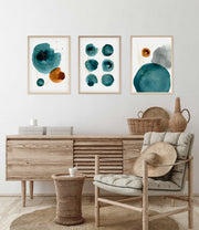 Quadro Decorativo MDF Emoldurado Multicolor 20x30cm - Conjunto 3 Peças Madeira Maciça