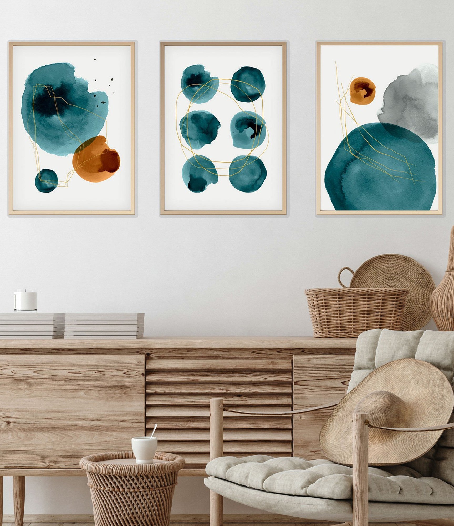 Pinturas emolduradas – 50 x 70 cm – MDF e madeira maciça