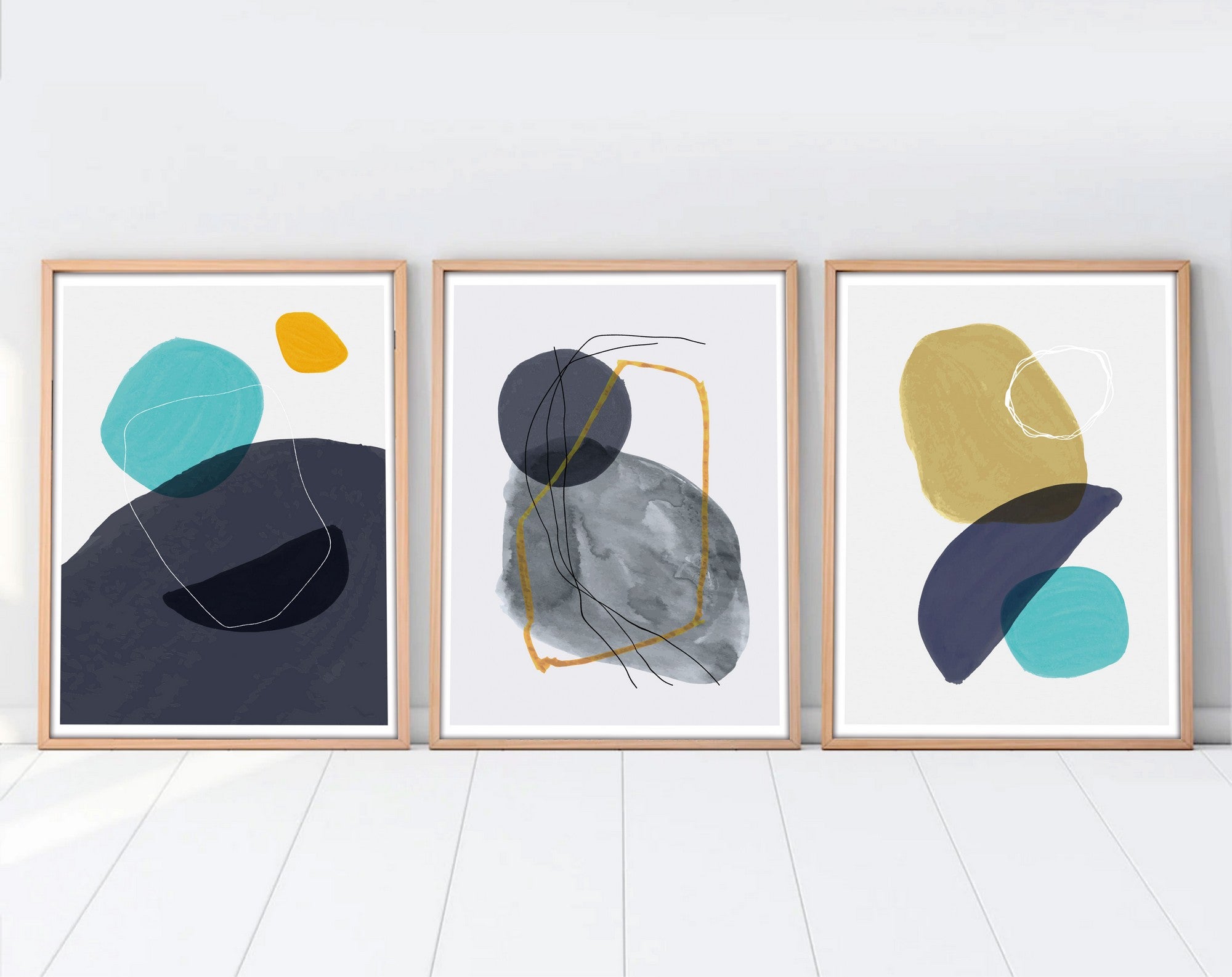 Transform a Sua Casa com Este Conjunto de 3 Quadros Decorativos em Madeira Maciça - Arte Multicolor que Conquista Todos os Olhares