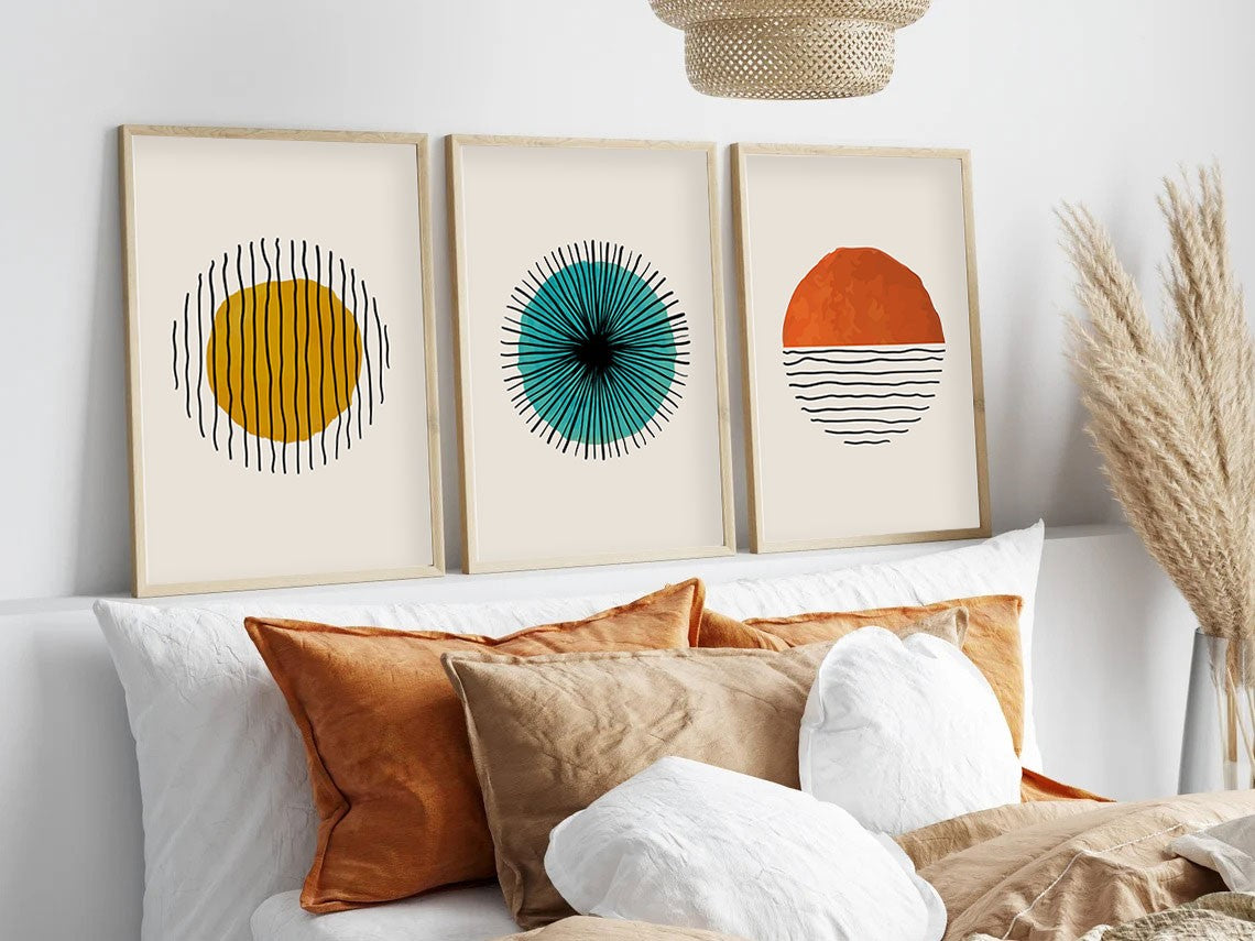 Quadro Decorativo MDF Emoldurado Multicolor Huhu12 - 3 Peças 20x30cm com Moldura Madeira Maciça