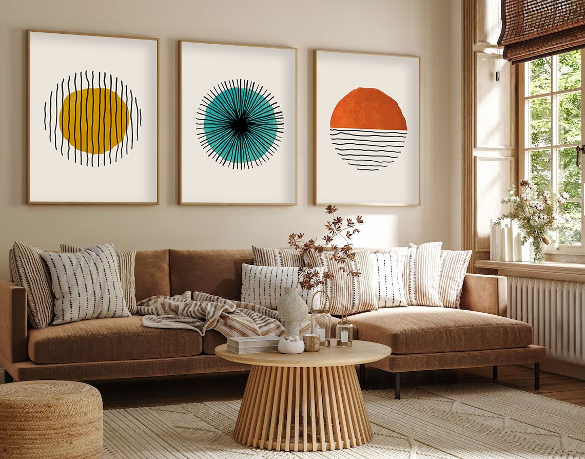 Quadro Decorativo MDF Emoldurado Multicolor 3 Peças 35x50cm - Huhu12