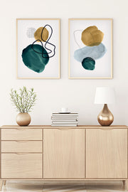 Conjunto de 2 Quadros Decorativos MDF Emoldurados 30x40cm - Multicolor com Moldura de Madeira Maciça