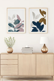 Conjunto de 2 Quadros Decorativos MDF Emoldurados 30x40cm - Multicolor com Moldura de Madeira Maciça