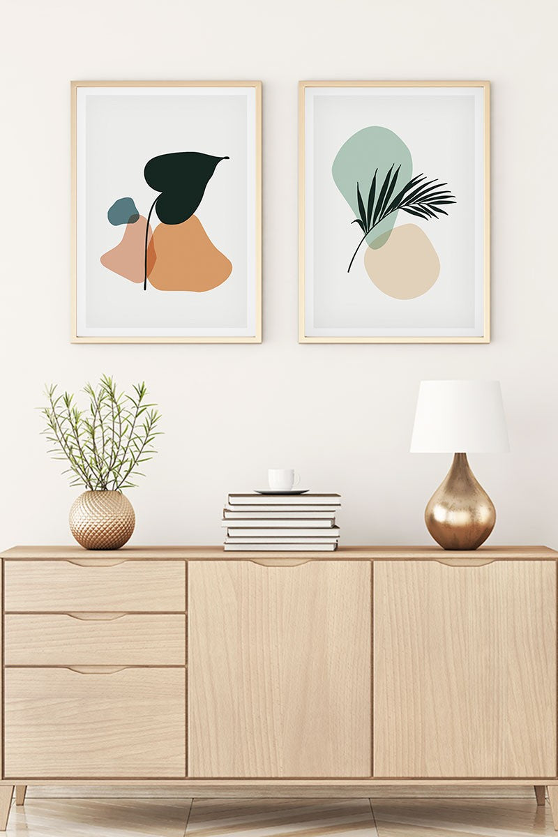 Conjunto de 2 Quadros Decorativos MDF Emoldurados Multicolor 35x50cm - Madeira Maciça