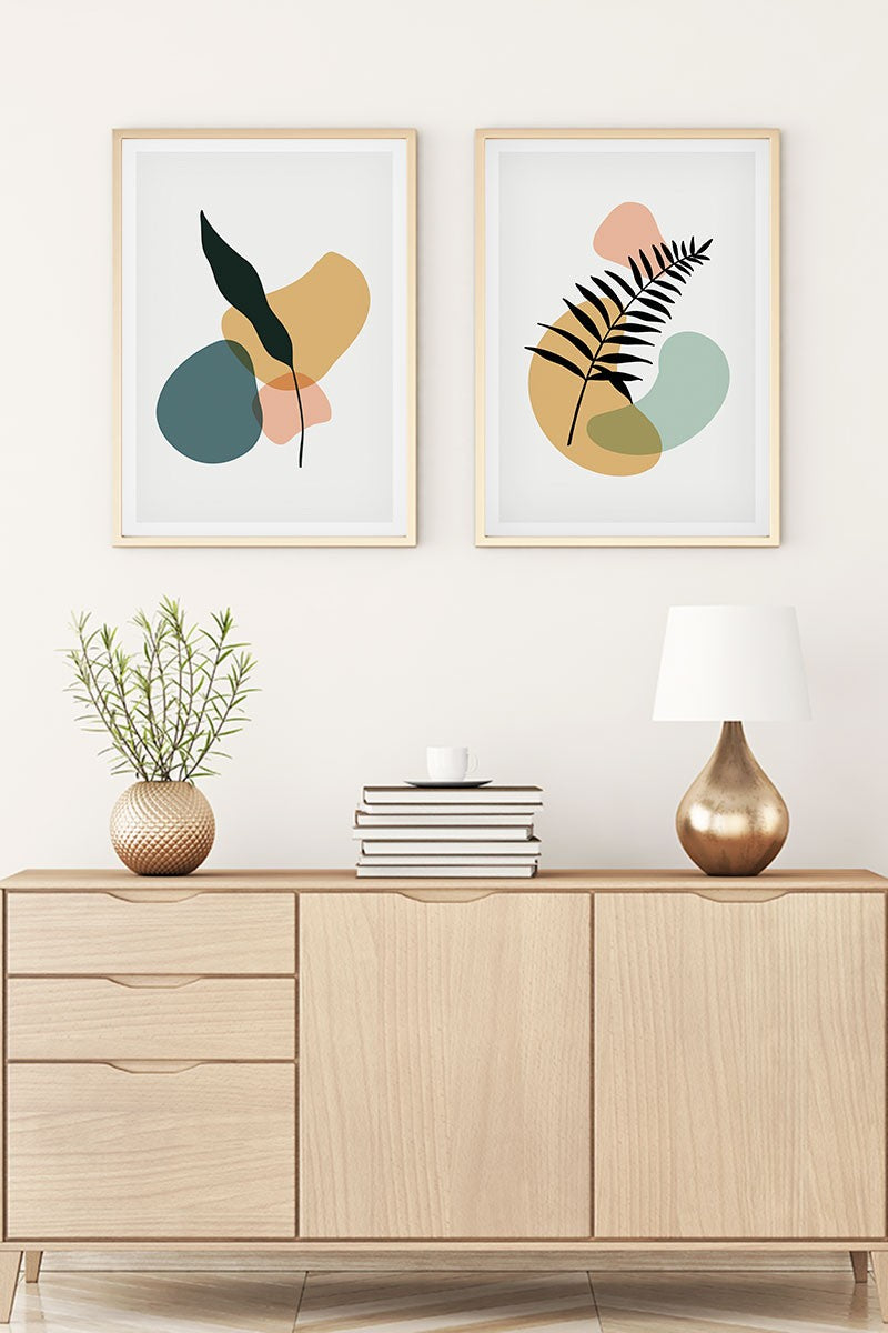 Conjunto de 2 Quadros Decorativos MDF Emoldurados Multicolor 35x50cm - Madeira Maciça