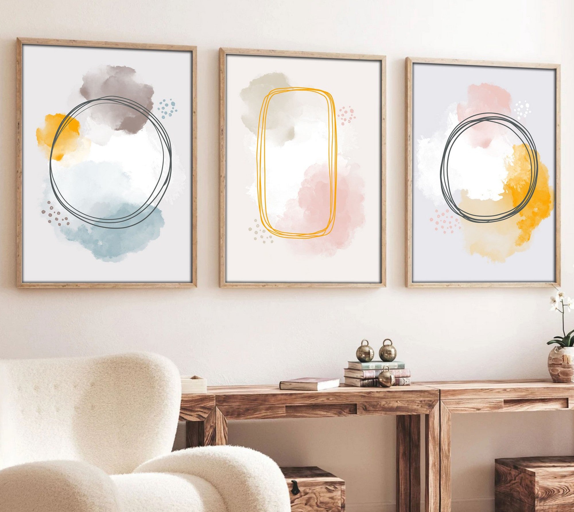 Pintura Decorativa em MDF com Moldura – 50 x 70 cm – 100% MDF e madeira maciça