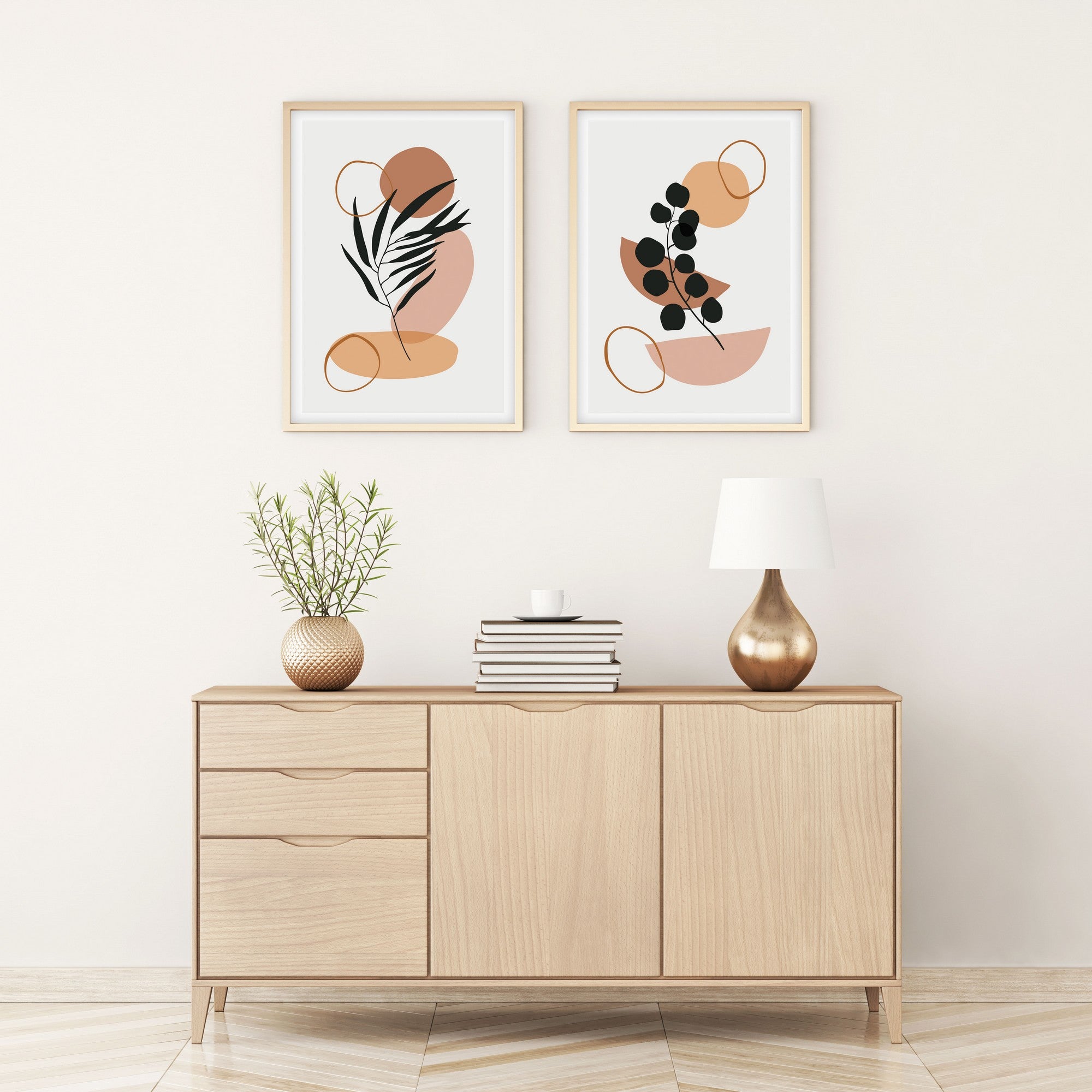 Conjunto de 2 Quadros Decorativos MDF Emoldurados Multicolor 70x50cm - Transforme o Seu Espaço com Arte Moderna