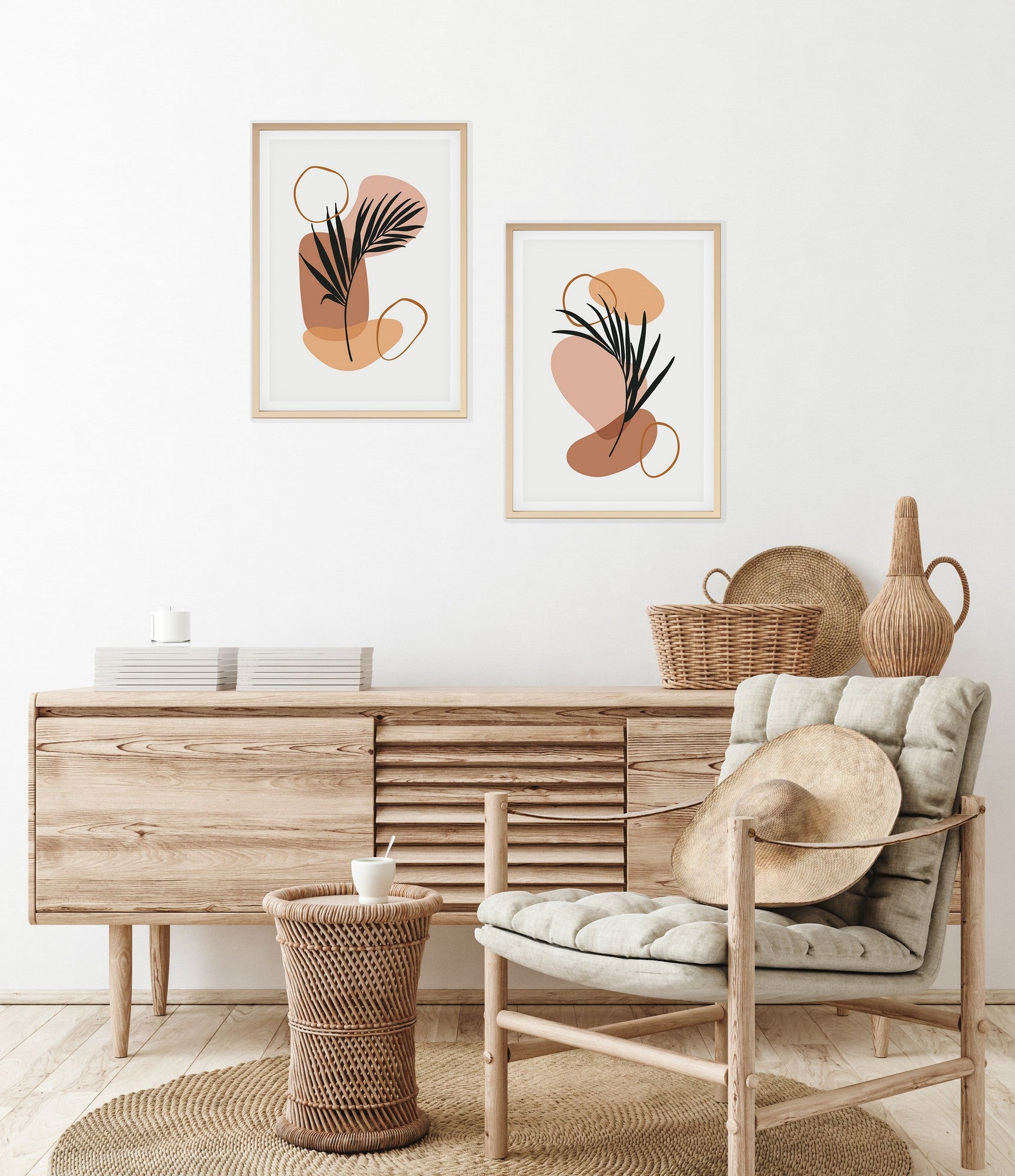 Conjunto de 2 Quadros Decorativos MDF Emoldurados Multicolor 35x50cm - Madeira Maciça