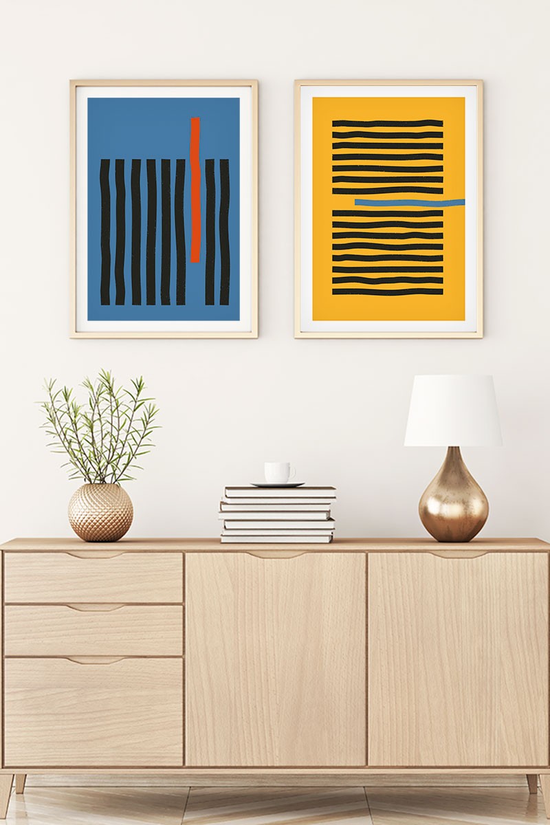 Quadros Decorativos em MDF com Moldura de Madeira – Huhu128, Multicolor, 20 x 30 cm (Conjunto de 2)