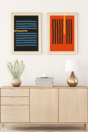 Conjunto de 2 Quadros Decorativos MDF Emoldurados Multicolor 35x50cm - Madeira Maciça