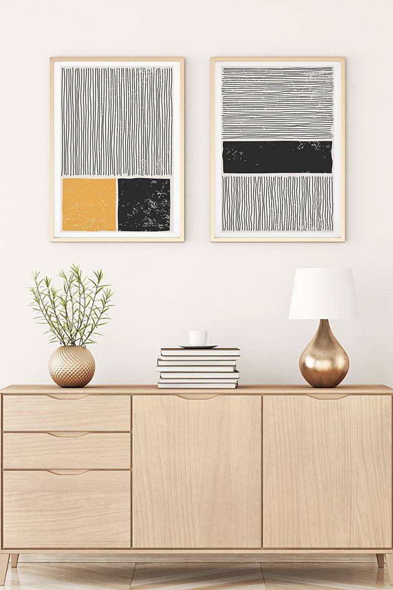 Conjunto de 2 Quadros Decorativos MDF Emoldurados Multicolor 70x50cm - Madeira Maciça