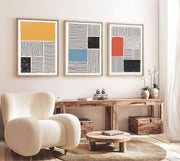 Quadro Decorativo MDF Emoldurado Multicolor 30x40cm - Conjunto 3 Peças Madeira Maciça