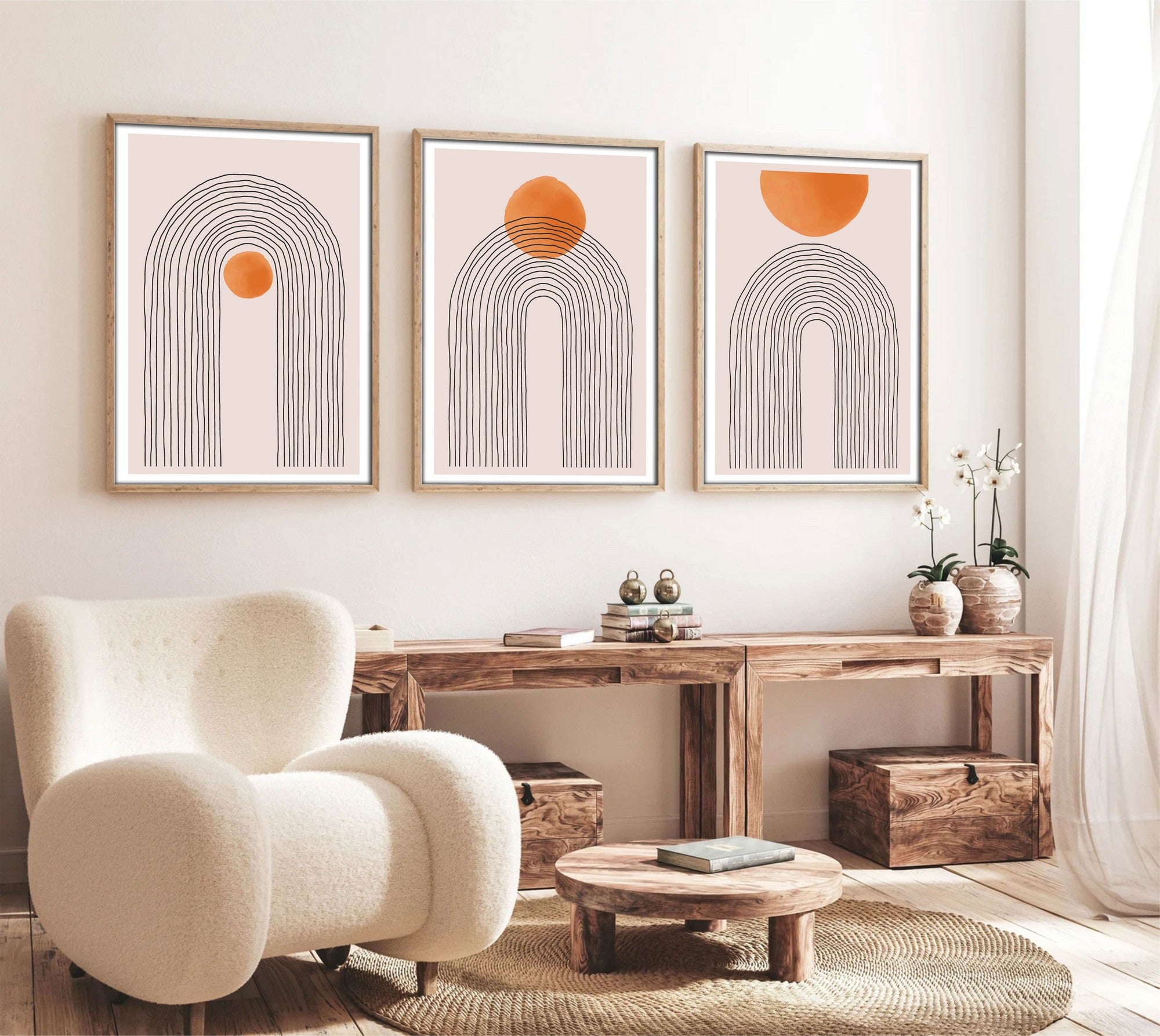 Quadro Decorativo MDF Emoldurado Multicolor 20x30cm - Conjunto 3 Peças Madeira Maciça