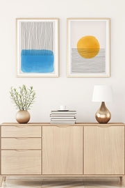 Conjunto de 2 Quadros Decorativos MDF Emoldurados 30x40cm - Multicolor com Moldura de Madeira Maciça