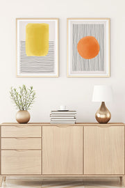 Conjunto de 2 Quadros Decorativos MDF Emoldurados 30x40cm - Multicolor com Moldura de Madeira Maciça