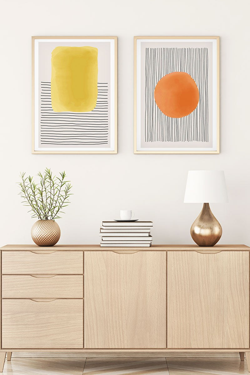 Conjunto de 2 Quadros Decorativos MDF Emoldurados Multicolor 35x50cm - Madeira Maciça