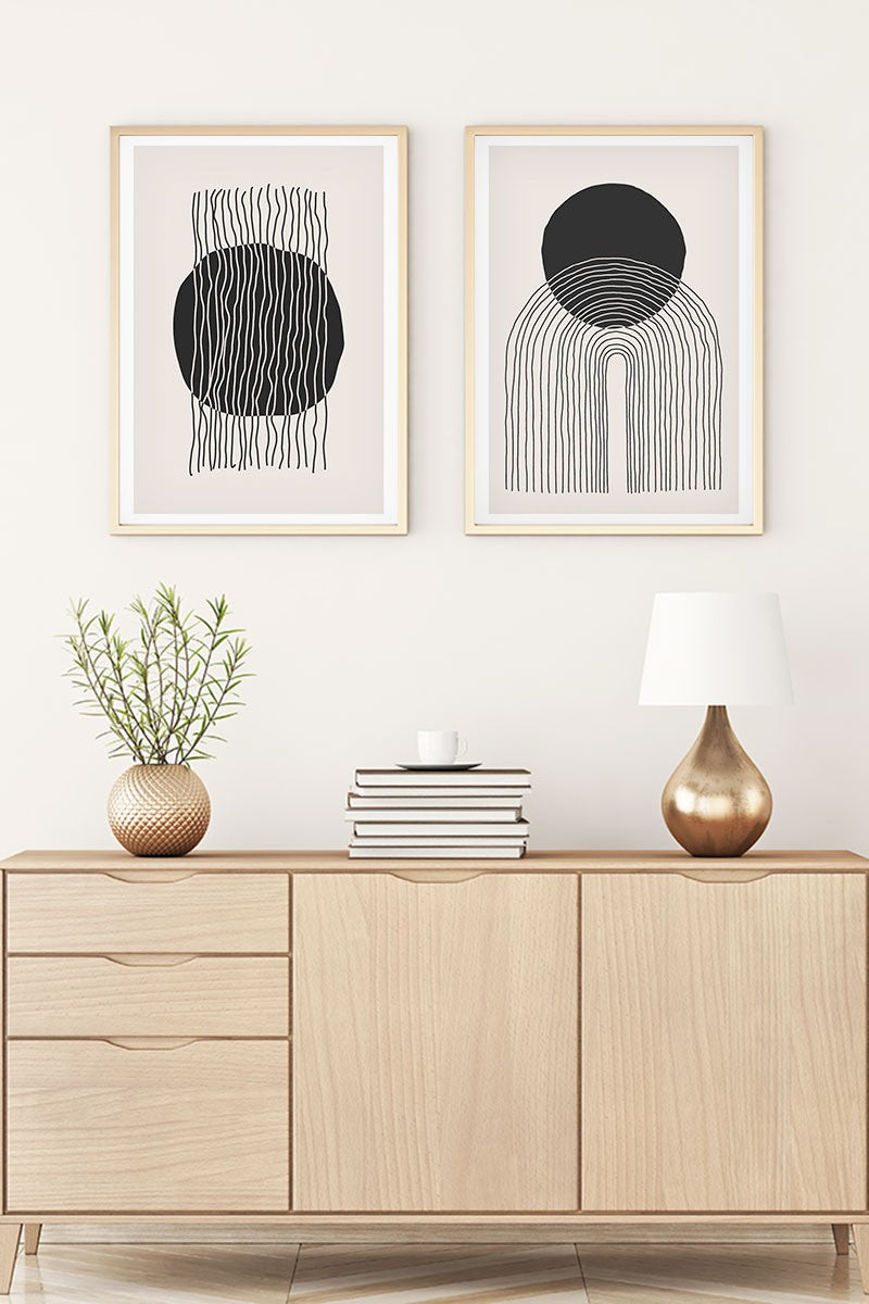 Conjunto de 2 Quadros Decorativos MDF Emoldurados 30x40cm - Multicolor com Moldura de Madeira Maciça