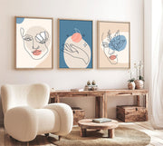 Quadro Decorativo MDF Emoldurado "Huhu139" - 3 Peças 30x40cm - Moldura Madeira Maciça - Multicolor