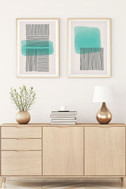 Quadro Decorativo em MDF com Moldura de Madeira Maciça, Multicolor, 35 x 50 cm (Conjunto 2 Peças) – Huhu140