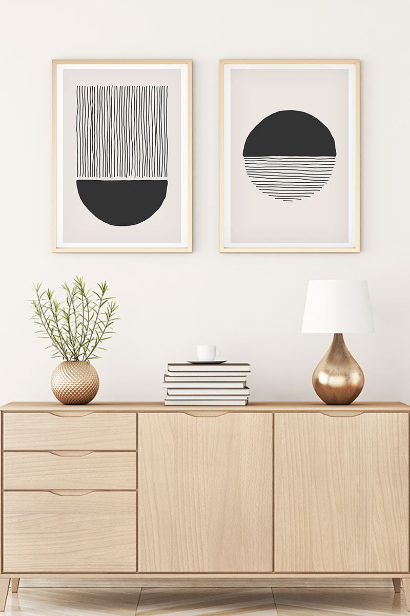 Conjunto 2 Quadros Decorativos em MDF com Moldura de Madeira Maciça, Multicolor, 50 x 70 cm (cada) – Huhu142