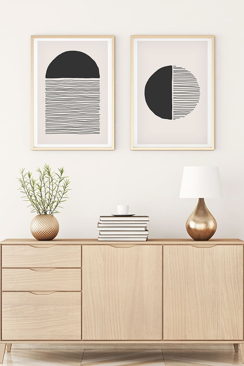 Conjunto de 2 Quadros Decorativos MDF Emoldurados Huhu143 - 30x40cm Multicolor com Moldura de Madeira Maciça