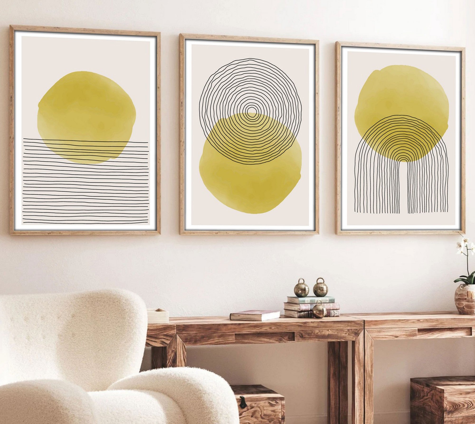 Quadro Decorativo MDF Emoldurado Multicolor 50x70cm - Conjunto 3 Peças Huhu144