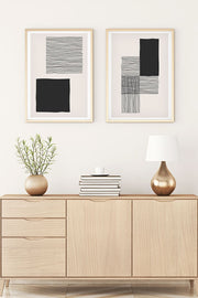 Conjunto de 2 Quadros Decorativos MDF Emoldurados 30x40cm - Multicolor com Moldura de Madeira Maciça