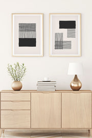 Conjunto de 2 Quadros Decorativos MDF Emoldurados 20x30cm - Multicolor com Moldura de Madeira Maciça