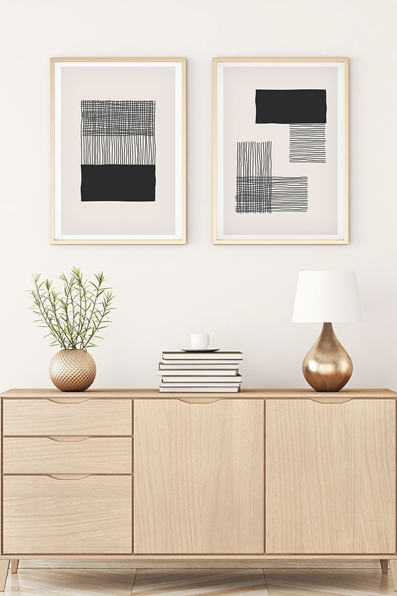 Quadro Decorativo MDF Emoldurado Huhu146 Multicolor 70x50cm - 2 Peças em Madeira Maciça