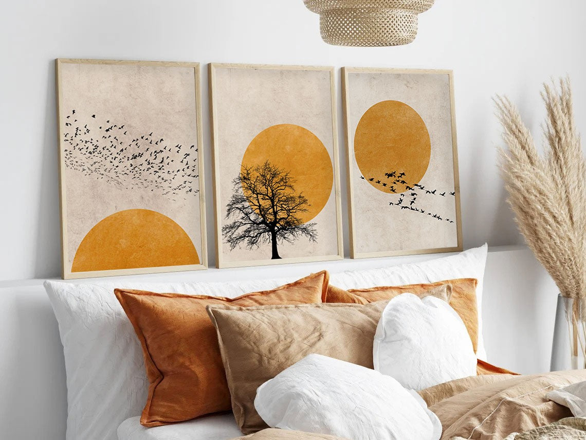 Quadro Decorativo MDF Emoldurado Multicolor 20x30cm - Conjunto 3 Peças Madeira Maciça