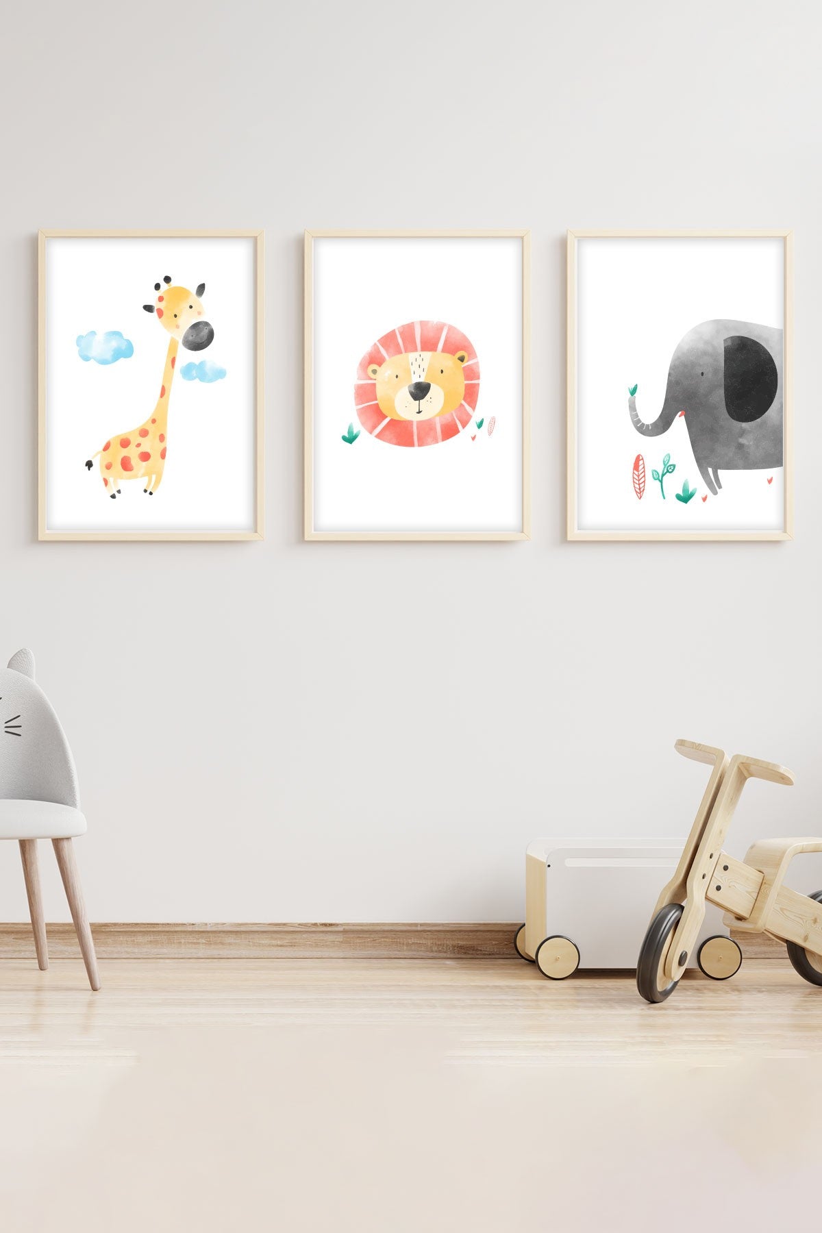 Quadro Decorativo MDF Emoldurado Multicolor 35x50cm - Conjunto 3 Peças Madeira Maciça