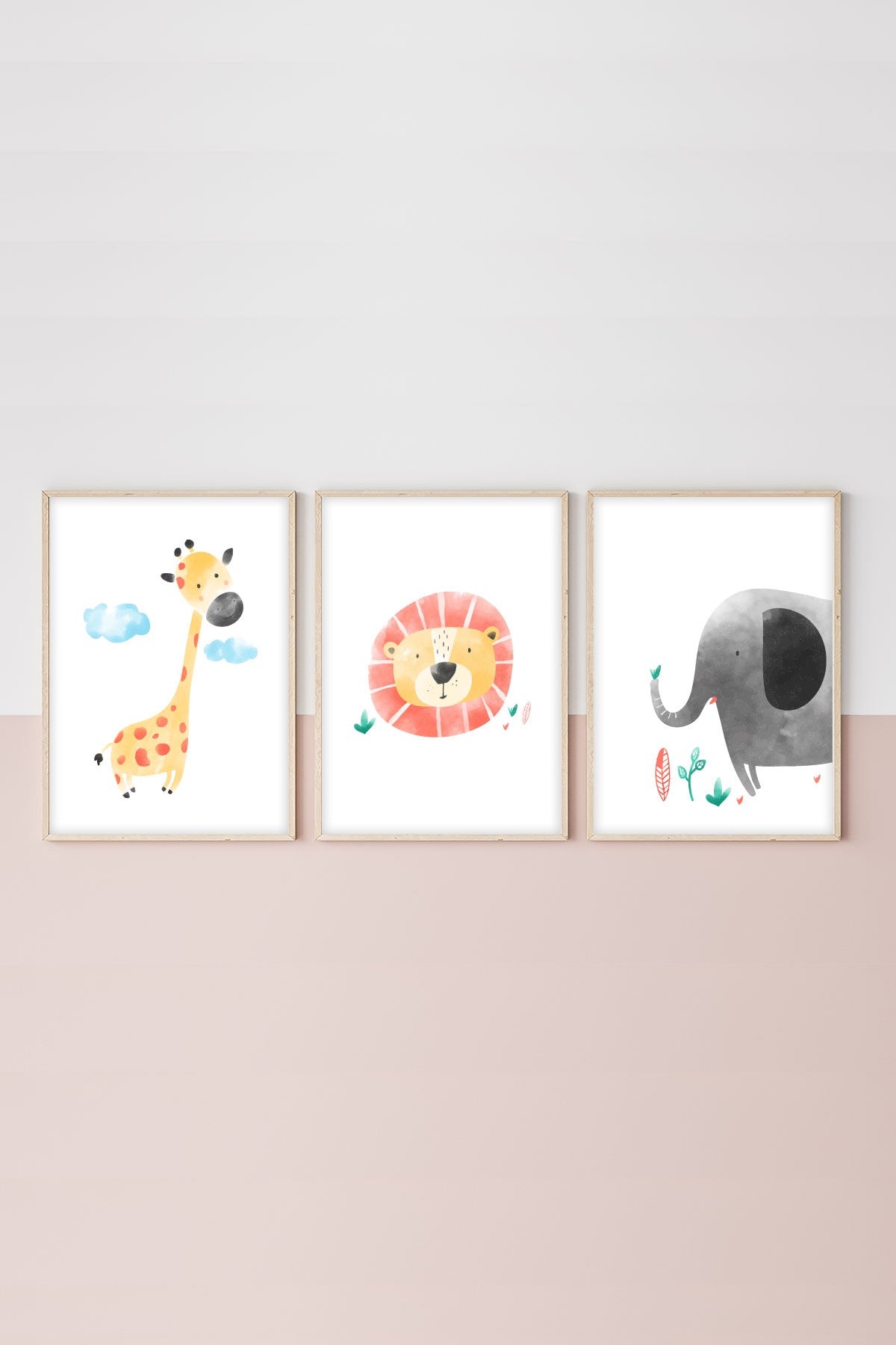 Quadro Decorativo MDF Emoldurado Multicolor 35x50cm - Conjunto 3 Peças Madeira Maciça