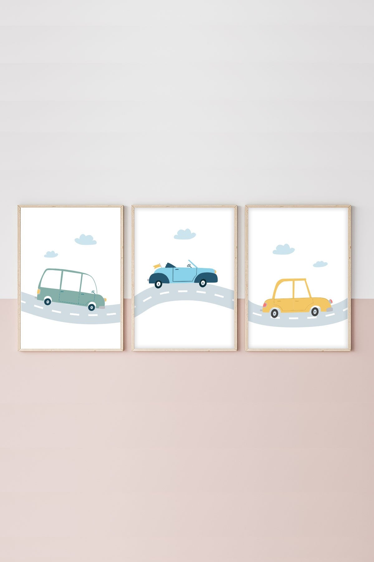 Quadro Decorativo MDF Emoldurado Multicolor 35x50cm - Conjunto 3 Peças Madeira Maciça