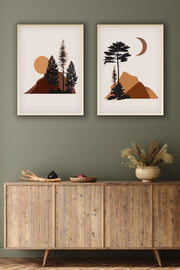 Quadro Decorativo MDF Emoldurado Huhu153 Multicolor 70x50cm - 2 Peças em Madeira Maciça