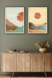 Quadro Decorativo MDF Emoldurado Multicolor Huhu154 - 2 Peças 35x50cm Madeira Maciça