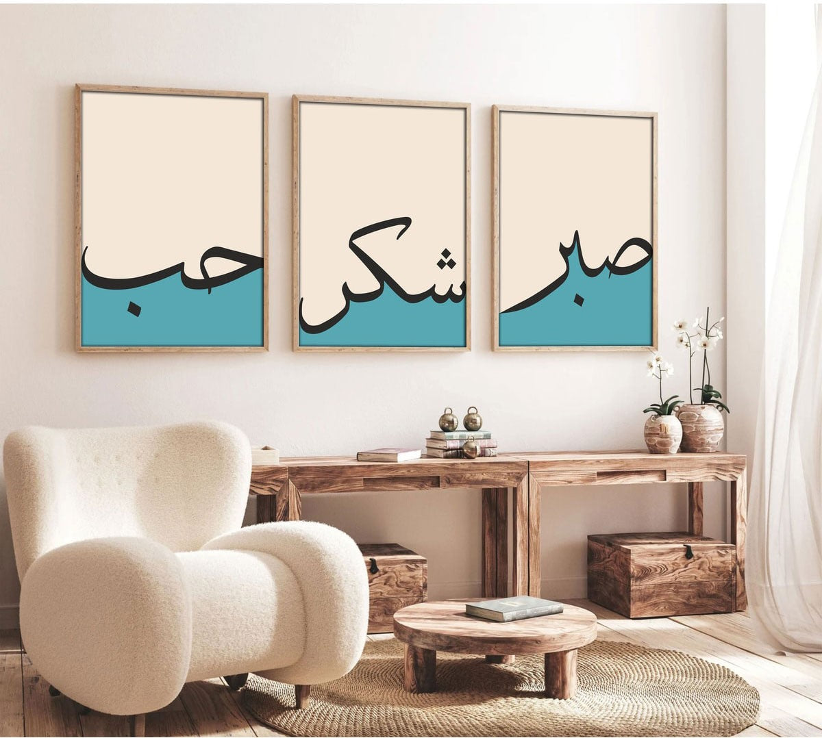 Quadro Decorativo MDF Emoldurado Multicolor 30x40cm - Conjunto 3 Peças Madeira Maciça