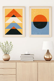 Quadro Decorativo MDF Emoldurado Multicolor Huhu16 - 2 Peças 35x50cm com Moldura Madeira Maciça