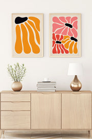 Huhu176 Quadro Decorativo em MDF com Moldura de Madeira Maciça – Conjunto 2 Peças 50 x 70 cm – Multicolor