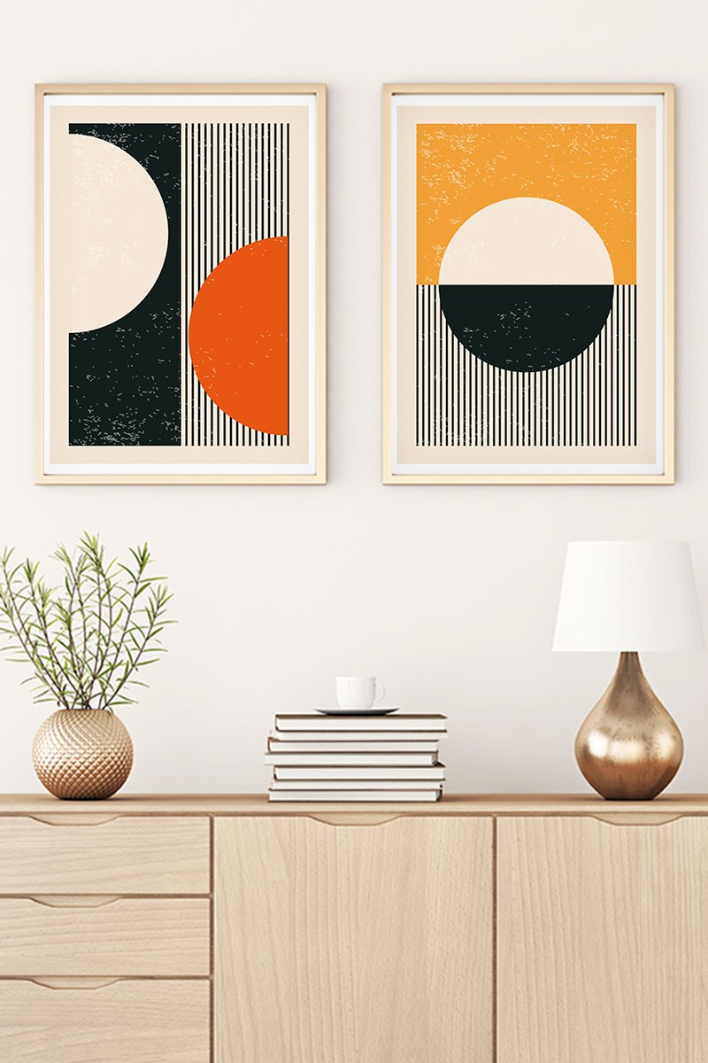 Conjunto de 2 Quadros Decorativos MDF Emoldurados Huhu18 - 20x30cm Multicolor com Moldura de Madeira Maciça