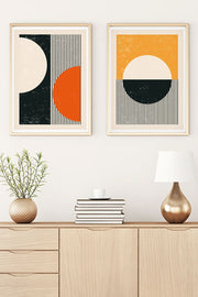 Conjunto de 2 Quadros Decorativos MDF Emoldurados Huhu18 - Multicolor 70x50cm com Moldura de Madeira Maciça