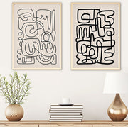 Quadro Decorativo MDF Emoldurado Huhu184 - 50x70cm - Multicolor - 2 Peças em Madeira Maciça