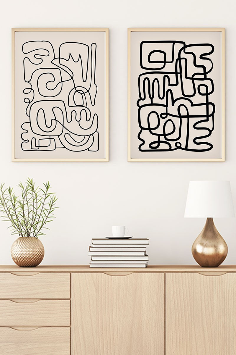 Quadro Decorativo MDF Emoldurado Huhu184 - 50x70cm - Multicolor - 2 Peças em Madeira Maciça