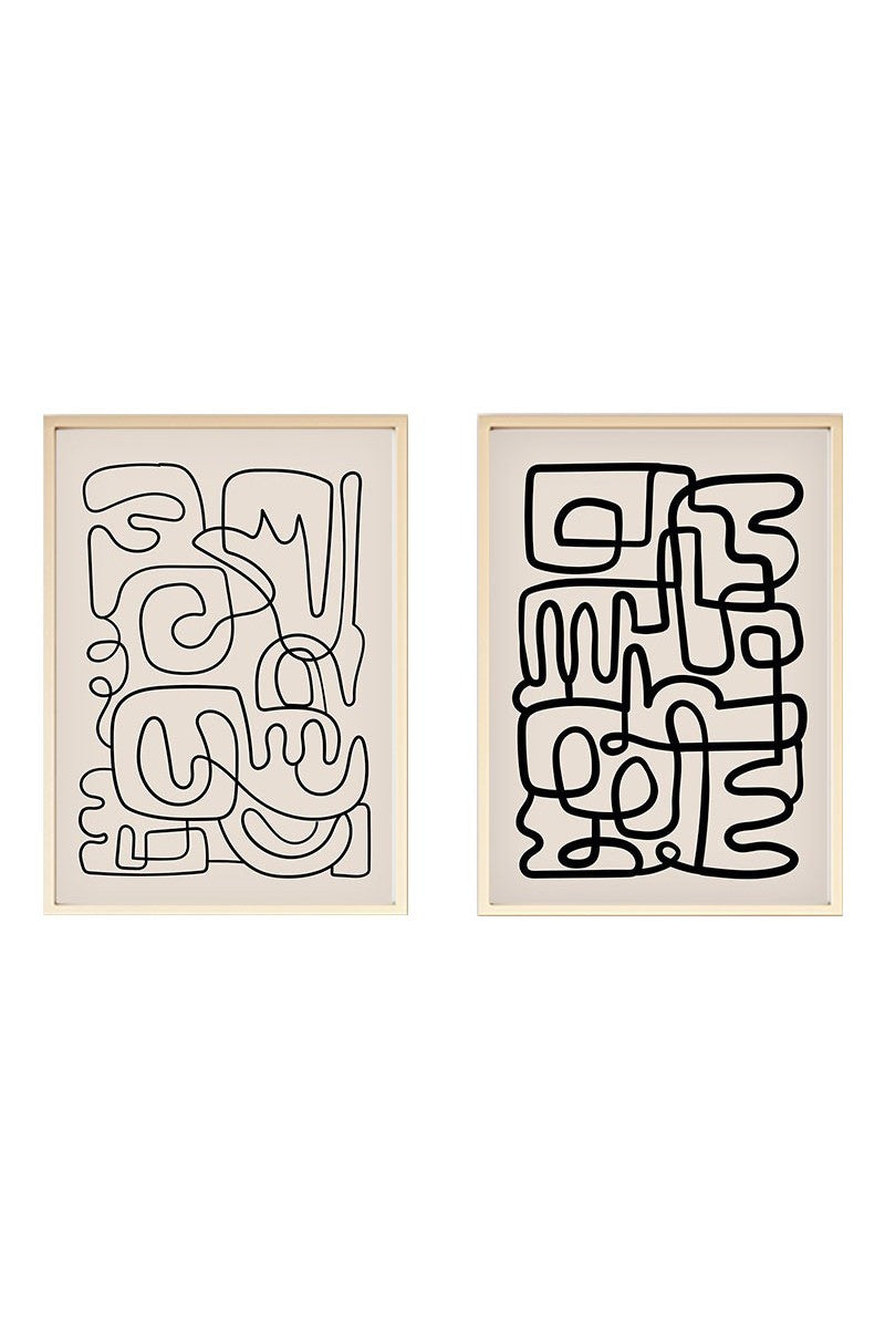 Quadro Decorativo MDF Emoldurado Huhu184 - 50x70cm - Multicolor - 2 Peças em Madeira Maciça