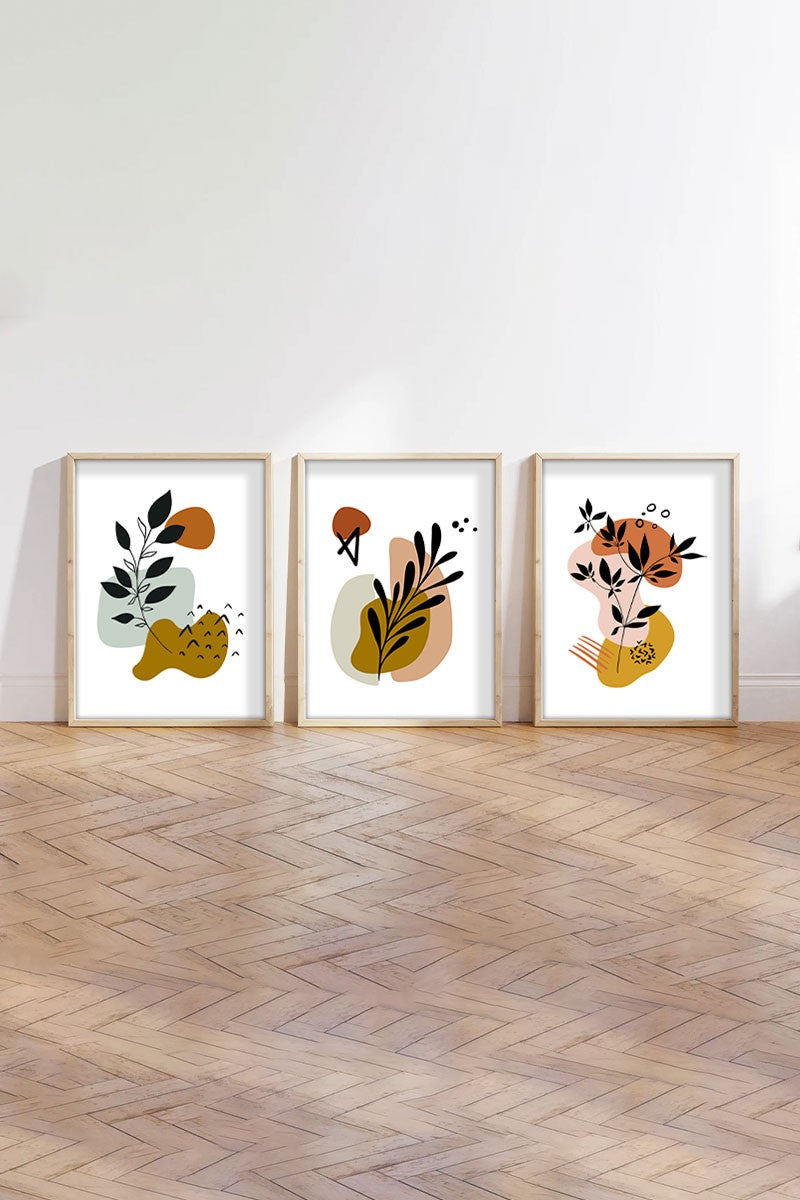 Quadro Decorativo MDF Emoldurado Multicolor 50x70cm - Conjunto 3 Peças Huhu185