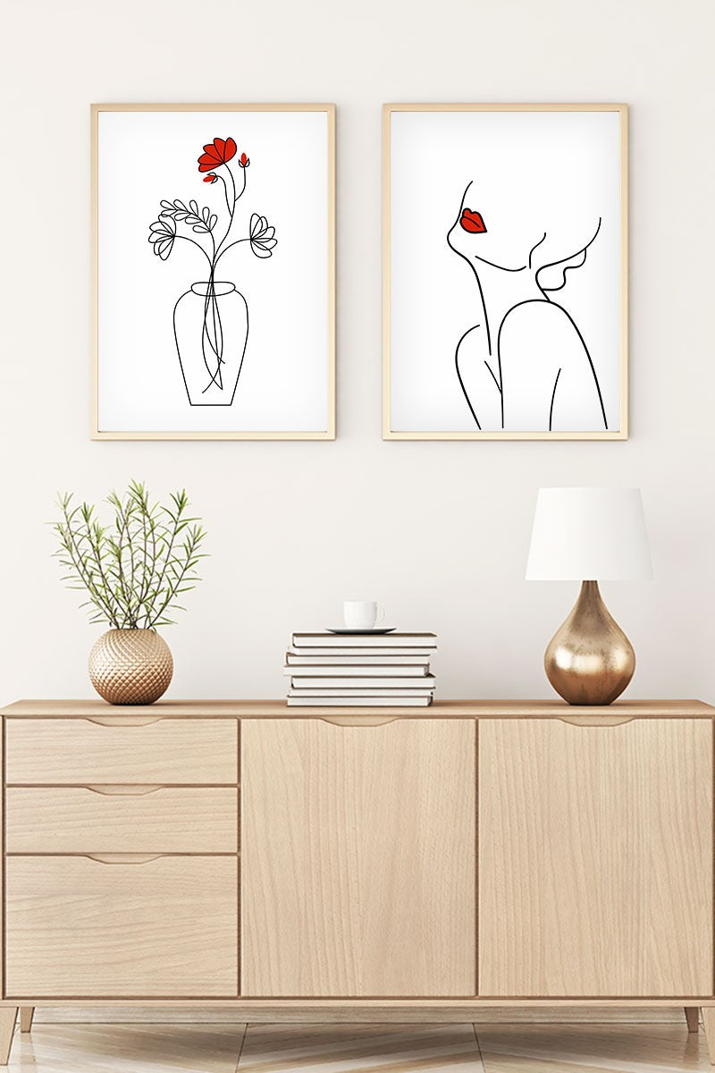 Huhu188 – Conjunto de 2 Quadros Decorativos em MDF com Moldura de Madeira Maciça, Multicolor, 50 x 70 cm